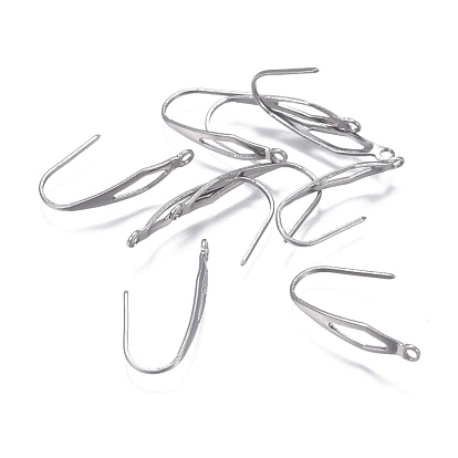 304 Stainless Steel Earring Hooks, with Vertical Loop