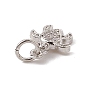 Brass Micro Pave Cubic Zirconia Charms, with Jump Ring, Tortoise Charm