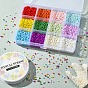 DIY Candy Color Seed Beads Bracelet Making Kit, Including Round Glass Seed Beads, Elastic Thread