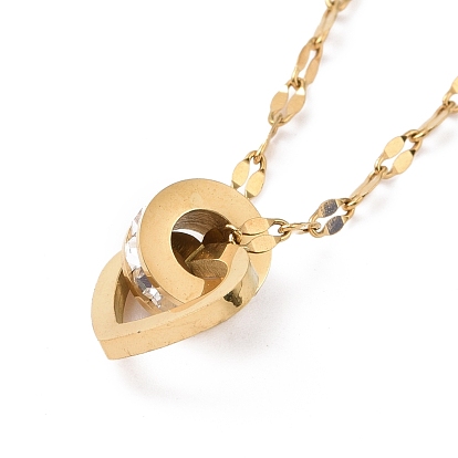 Columna de diamantes de imitación de cristal con collar con colgante de corazón, chapado de iones (ip) 304 joyas de acero inoxidable para mujer