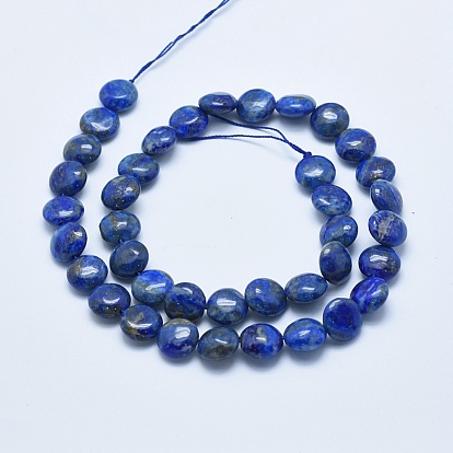 Natural Lapis Lazuli Beads Strands, Flat Round