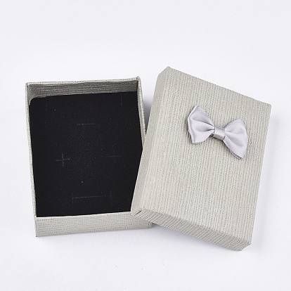 Boîtes d'ensemble de bijoux en carton, avec une éponge à l'intérieur, rectangle avec bowknot