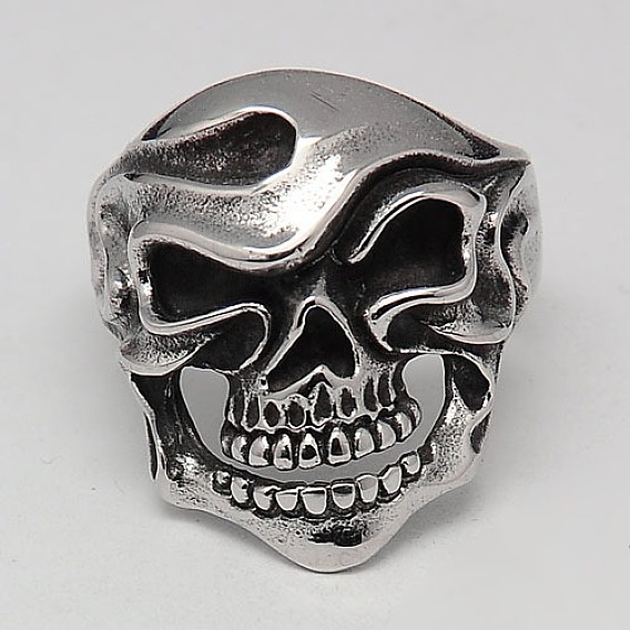 Frais de halloween anneaux crâne de bijoux pour les hommes, 304 acier inoxydable anneaux larges