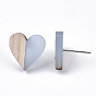 Transparent Resin & Wood Stud Earrings, with 304 Stainless Steel Pin, Heart