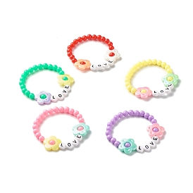 Bracelet extensible de perles de fleur d'amour pour enfant, bracelet perles acryliques et plastiques
