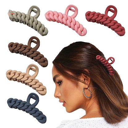 Large Frosted Acrylic Hair Claw Clips, Curb Chain Non Slip Jaw Clamps for Girl Women