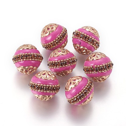 Perles Indonésiennes manuelles, avec les accessoires en alliage, ronde