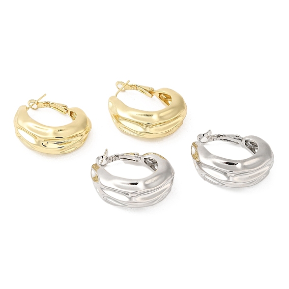 Brass Textured Thick Hoop Earrings for Women