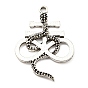 Plated Alloy Pendants, Cross with Snake