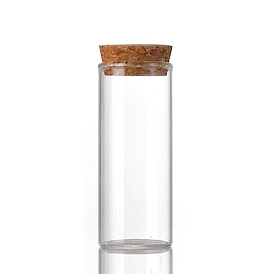 Pot en verre de colonne bouteilles en verre, avec du liège en bois, souhaitant bouteille, perle conteneurs