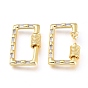 Brass Micro Pave Cubic Zirconia Screw Carabiner Lock Charms, for Necklaces Making, Rectangle, Golden