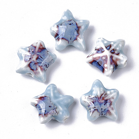 Handmade Porcelain Beads, Fancy Antique Glazed Porcelain, Starfish/Sea Stars