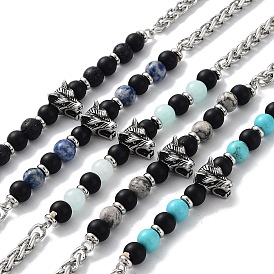 Natural & Synthetic Mixed  Gemstone with 201 Stainless Steel Necklaces