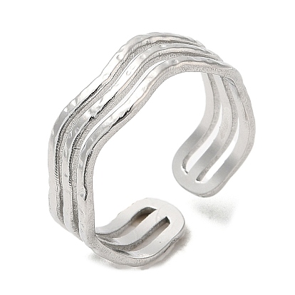 304 anillo de puño abierto de triple línea de acero inoxidable para mujer