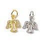 Brass Micro Pave Cubic Zirconia Charms, with Jump Rings, Angel Charms