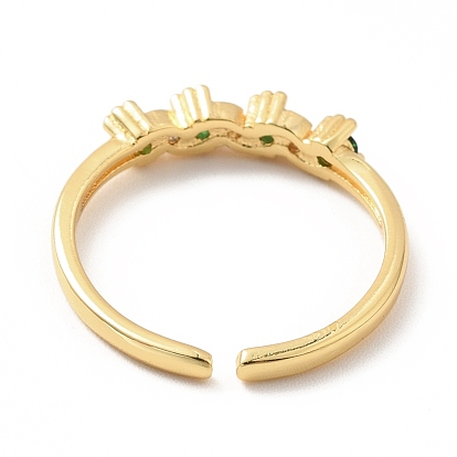 Кубический цирконий плоское круглое открытое кольцо-манжета, настоящие позолоченные украшения из латуни для женщин, без свинца и без кадмия