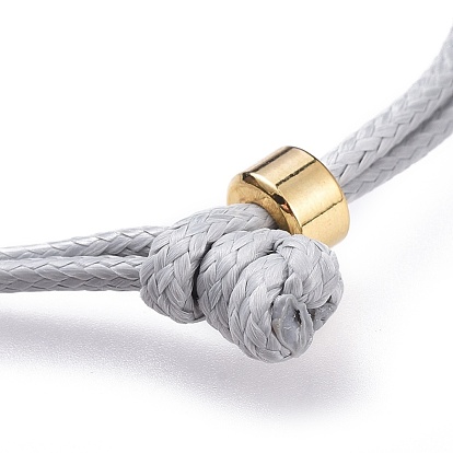 Unisex Korean Waxed Polyester Cord Bracelets, Multi-strand Bracelets, with Brass Beads