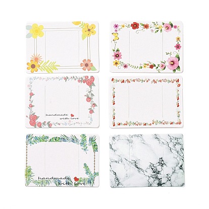 Rectangle Paper Hair Clip Display Cards, Hair Bow Holder Cards, Hair Accessories Supplies, White, Marble/Leaf/Floral/Rose/Flower Pattern