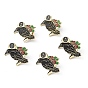Creative Zinc Alloy Brooches, Enamel Lapel Pin, with Iron Butterfly Clutches or Rubber Clutches, Bird with Rose, Golden