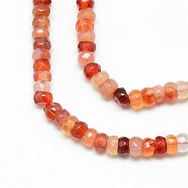 Dyed Natural Carnelian Gemstone Bead Strands, Faceted, Rondelle