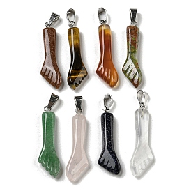 Mixed Gemstone Pendants, Tool Charms with Iron Loops