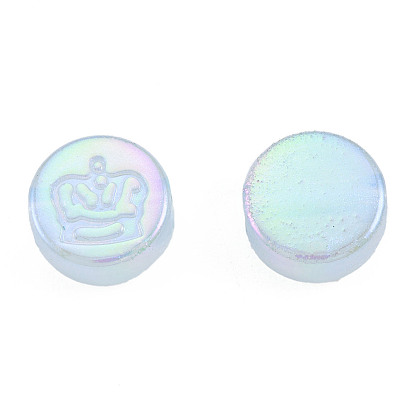 Perles acryliques placage irisé arc-en-ciel, perles de paillettes, plat rond avec la couronne