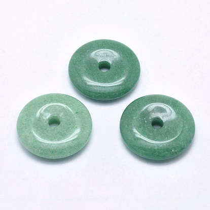 Natural Green Aventurine  Pendants, Donut/Pi Disc