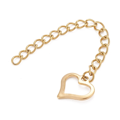Ion Plating(IP) 304 Stainless Steel Chain Extender, with Heart Charms