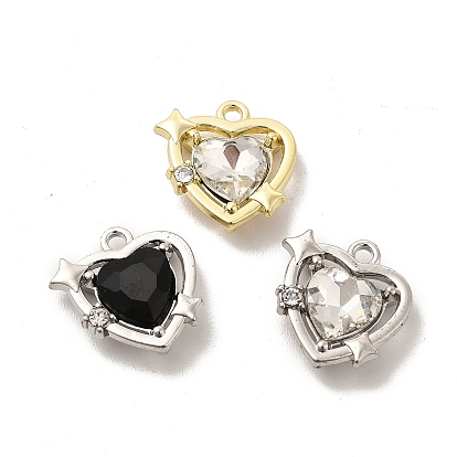 Glass Heart Pendants, with Alloy Finding, Long-Lasting Plated, Cadmium Free & Lead Free