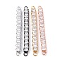 Brass Clear Square Cubic Zirconia Links Connectors, Long-Lasting Plated, Rectangle