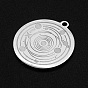 201 Stainless Steel Pendants, Laser Cut, Flat Round with Planet
