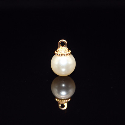 Imitation Pearl Pendant with Alloy Findings, Light Gold