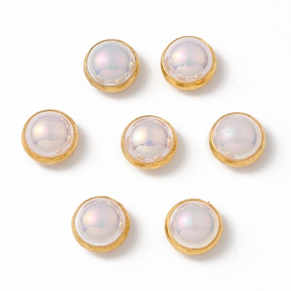 Botones de perlas de imitación abs, con ajustes de hierro, accesorios de prendas de vestir, semicírculo