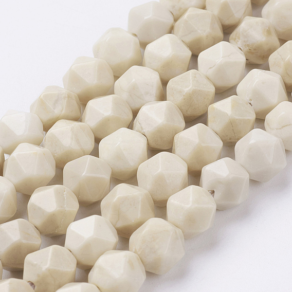 Petrificados perlas de madera hebras naturales, facetados, rondo
