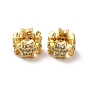 Rack Plating Brass Micro Pave Cubic Zirconia Beads, Long-Lasting Plated, Cadmium Free & Lead Free, Column with Snowflake