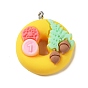 Opaque Resin Imitation Food Pendants, Donut Charms with Platinum Plated Iron Loops for DIY Necklace