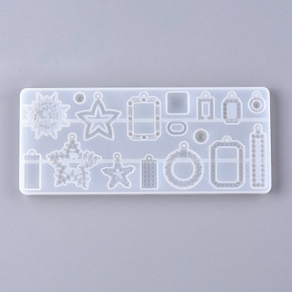 (Same Sku: DIY-D049-14)Mixed Shape Pendant Silicone Molds, Resin Casting Molds, For DIY UV Resin, Epoxy Resin Earring Jewelry Making