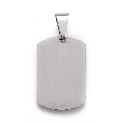 201 pendentifs d'étiquettes vierges en acier inoxydable, rectangle