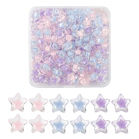 195Pcs 3 Colors Transparent Acrylic Beads, Bead in Bead, Faceted, Star
