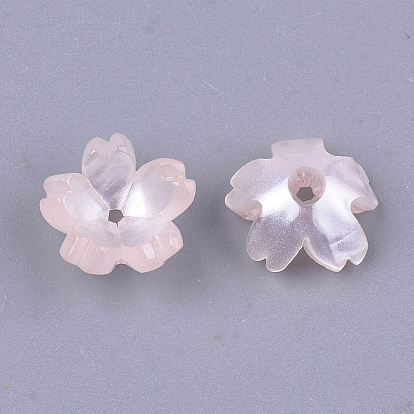 Cellulose Acetate(Resin) Bead Caps, 5-Petal, Sakura