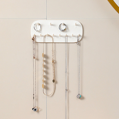 Organizadores ovalados de soporte de joyería montados en la pared de pp, percha de collar, pulseras anillos brazaletes expositor, regalo para niña mujer