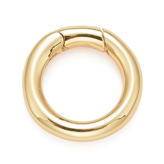 Rack Plating Brass Spring Gate Rings, Cadmium Free & Nickel Free & Lead Free, Long-Lasting Plated, Round Ring