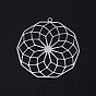 201 Stainless Steel Filigree Charms, Polygon with Flower