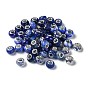 Resin European Beads, with Platinum Plated Brass Core, Rondelle