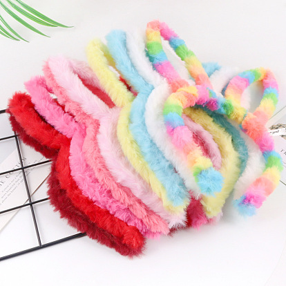 Cute Furry Rabbit Ear Cloth Hair Bands, Hair Accessories for Girls