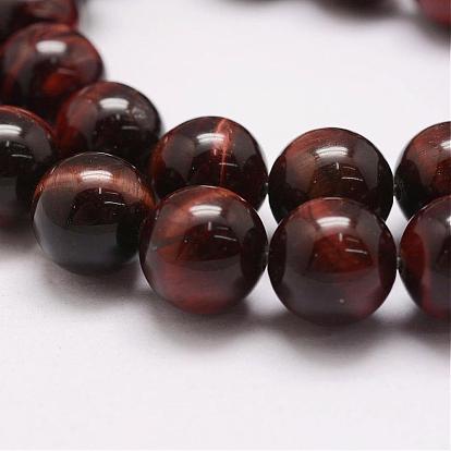 Natural Tiger Eye Bead Strands, Grade AB, Round, Dyed & Heated