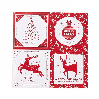Christmas Theme Self-Adhesive Stickers, for Party Decorative Presents, Square