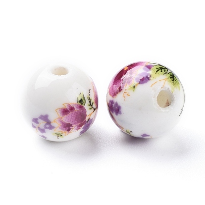 Perles en porcelaine manuelles, ronde