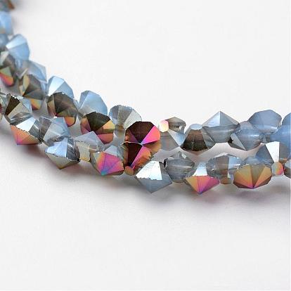 Гальванические стеклянные бусины, имитация нефрита, с половиным покрытием, алмаз