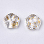 Spray Painted Glass Beads, with Gold Foil, Flower